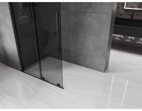Mexen Velar, sprchová zástena s posuvnými dverami Walk-in 80 x 200 cm, 8mm šedé sklo, čierna matná, 871-080-000-43-70