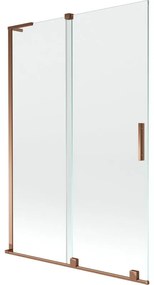 Mexen Velar L, 2-krídlová posuvná vaňová zástena 120 x 150 cm, 8mm číre sklo, ružové zlato, 896-120-003-01-60