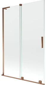 Mexen Velar L, 2-krídlová posuvná vaňová zástena 120 x 150 cm, 8mm číre sklo, ružové zlato, 896-120-003-01-60