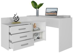 Rohový pc stolík Debio 1 (biela). Akcia -20%. Vlastná spoľahlivá doprava až k Vám domov. 1132465