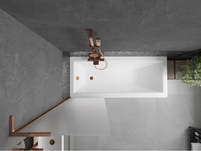 Mexen Next L, 1-krídlová vaňová zástena 60 x 150 cm, 6mm sklo námraza, ružové zlato profil, 895-060-000-03-30-60