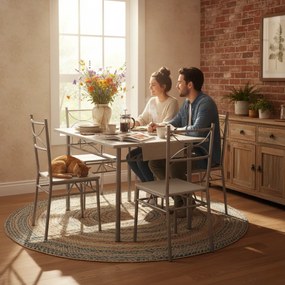 Jedálenská súprava PAUL, 5-dielna, zamatovo biela Jurhan