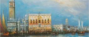 Obraz - Gondola prechádzajúca Benátkami, olejomaľba (120x50 cm)