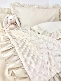 Set do kočíka béžový – deka a vankúšik, obojstranný 100% bavlna a hebká minky, pohodlie pre bábätko
