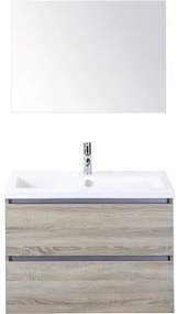 Kúpeľňový nábytkový set Vogue 80 cm s keramickým umývadlom a zrkadlom dub sivý