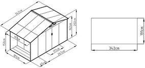 Kondela Záhradný domček s drevárňou MADISON 342x191x202cm, tmavosivý