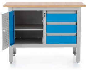 Dielenský stôl so zásuvkami Solid Compact, 120 x 60 x 86,5 cm, modrá