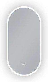 Erga Demi, oválne LED zrkadlo 50x100cm, 3 farby svetla, predné osvetlenie, vyhrievacia podložka proti zapareniu, ERG-V01-DEMI-5010-CL