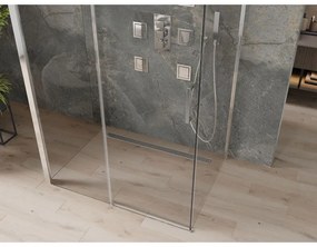 Mexen Omega, 3-stenný sprchovací kút s posuvnými dverami 120 (dvere) x 100 (stena) cm, 8mm číre sklo, chrómový profil, 825-120-100-01-00-3S