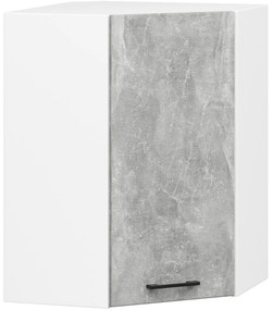 Rohová závesná kuchynská skrinka Olivia 60x72 cm biela/betón