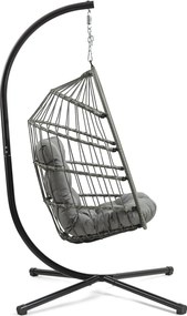 Skládací závěsné houpací křeslo Houseland Malta šedé