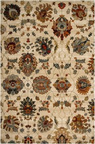 Ornamentový Vlnený Koberec Dywilan Superior Latica Krém Kvety 200 x 300 cm