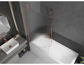 Mexen Next, 1-krídlová vaňová zástena 90 x 150 cm, 6mm sklo Ribs, medená matná, 895-090-000-00-09-65