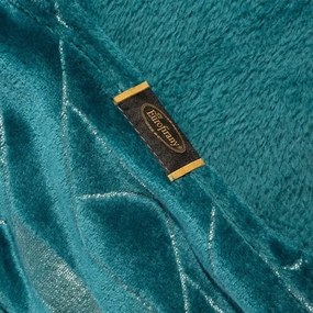 Kvalitná tyrkysová deka z mikrovlákna s krásnou striebornou potlačou 150 x 200 cm
