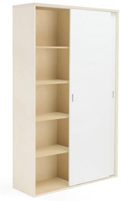 Kancelárska skriňa s posuvnými dverami MODULUS XL, 2000x1200 mm, breza/biela