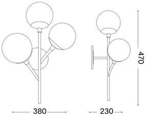 Ideal Lux - Nástenná lampa KEPLER 3xE27/42W/230V čierna/dymová