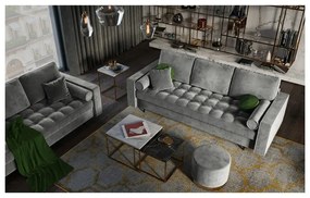 Svetlosivá zamatová rozkladacia pohovka Milo Casa Santo