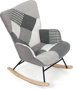Hojdacie kreslo FABIAN II — látka, čiernobiely patchwork