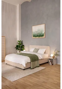 Béžová čalúnená dvojlôžková posteľ s úložným priestorom s roštom 160x200 cm Myra Slim Line – Bonami Selection