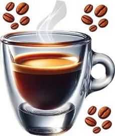 Šálka ​​kávy espresso textilní prelepiteľná nálepka na stenu hárok 38 x 45 cm