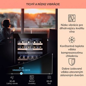 Klarstein Vinsider 36 Onyx Edition, vinotéka, 85 l, 5-22°C, 2 zóny