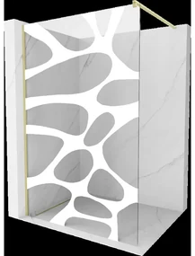 Mexen Kioto sprchová stěna Walk-in 130 x 200 cm, bílý vzor 8 mm, zlatý kartáčovaný - 800-130-101-55-97