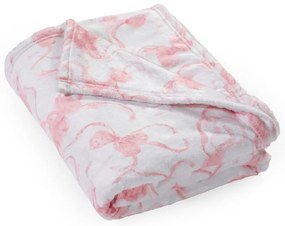 Biela/ružová deka z mikroplyšu 200x240 cm Bow – Catherine Lansfield