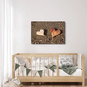 Obraz - Drevené srdiečka (90x60 cm)