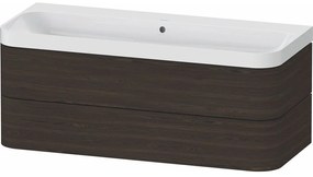 DURAVIT Happy D.2 Plus c-shaped závesná skrinka s nábytkovým umývadlom bez otvoru, 2 zásuvky, 1175 x 490 x 480 mm, orech kartáčovaný, HP4349N69690000