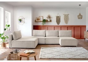 Krémovobiela menčestrová rohová pohovka (variabilná) Nihad modular – Bobochic Paris