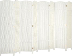 HOMCOM 8-panelový paraván 320 × 170 cm – skladací paraván z borovicového dreva, biely | Aosom