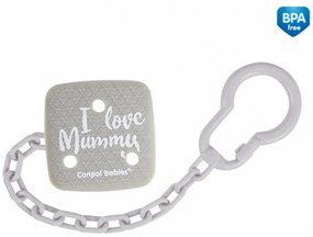 Canpol babies Retiazka na cumlík I Love Mummy -sivý
