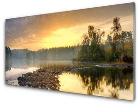 Skleneny obraz Jazero kamene krajina 125x50 cm
