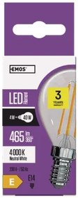 EMOS LED filamentová žiarovka, MINI, 4W, E14, denná biela