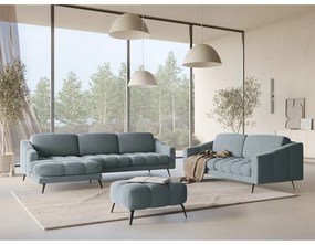 Svetlomodrá zamatová rohová pohovka (ľavý roh) Nalu – Makamii