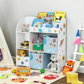 Detský regál na hračky a knihy s 2 úložnými boxmi, biely