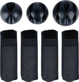 Organizér kabelů pod desku stolu, kovový, černý VILDE 43 x 17 x x 10 cm