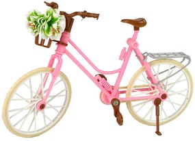 Lean Toys Bábika Emily v ružových šatách na bicykli