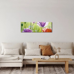 Obraz - Vlčie maky (s hodinami) (90x30 cm)