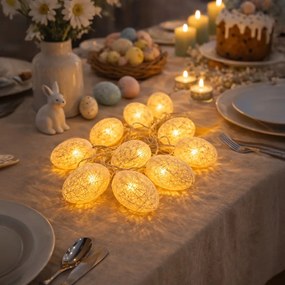 LED svetelná reťaz Eggs, 1,6 m, biela