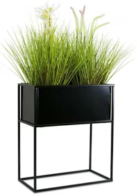 KOVOVÝ KVETINÁČ SO STOJANOM RECT 50X24X44 CM ČIERNA