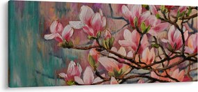 Obraz - Olejomaľba, Rozkvitnutá sakura (120x50 cm)