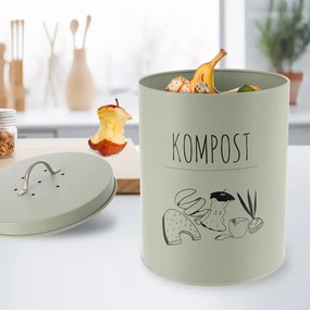 Plechová nádoba na kompost s filtrom, kompostér na bio odpad, GREENISH mätový