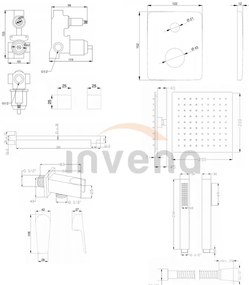 Invena Dokos, podomietková sprchová sada s 2-výstupovým telesom, chróm lesklý, INV-BS-19-CK2-A