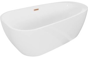 Mexen Giada, voľne stojaca vaňa 170 x 90 cm, biela lesklá, medená matná, 52741709000-65