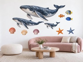 Keporkaci a tropické rybky realistické morské nálepky do pracovne na stenu arch 46 x 34 cm
