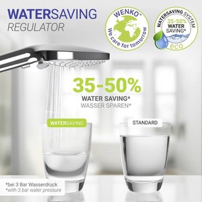 Plastová sprchová hlavica v lesklej striebornej farbe ø 12 cm Water Saving – Wenko