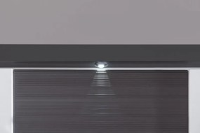 Široká vitrína Caracas typ 22, grafit/biely lesk, s osvetlením