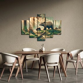 Obraz - Medvede v lese (150x105 cm)
