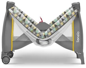 Lionelo - Cestovná postieľka SVEN PLUS šedá/žltá